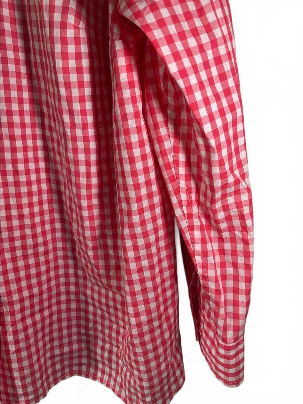 Talbots Rose Red and White Gingham Button-Up Shirt/ Adjustable Sleeves 2X - Picture 6 of 10